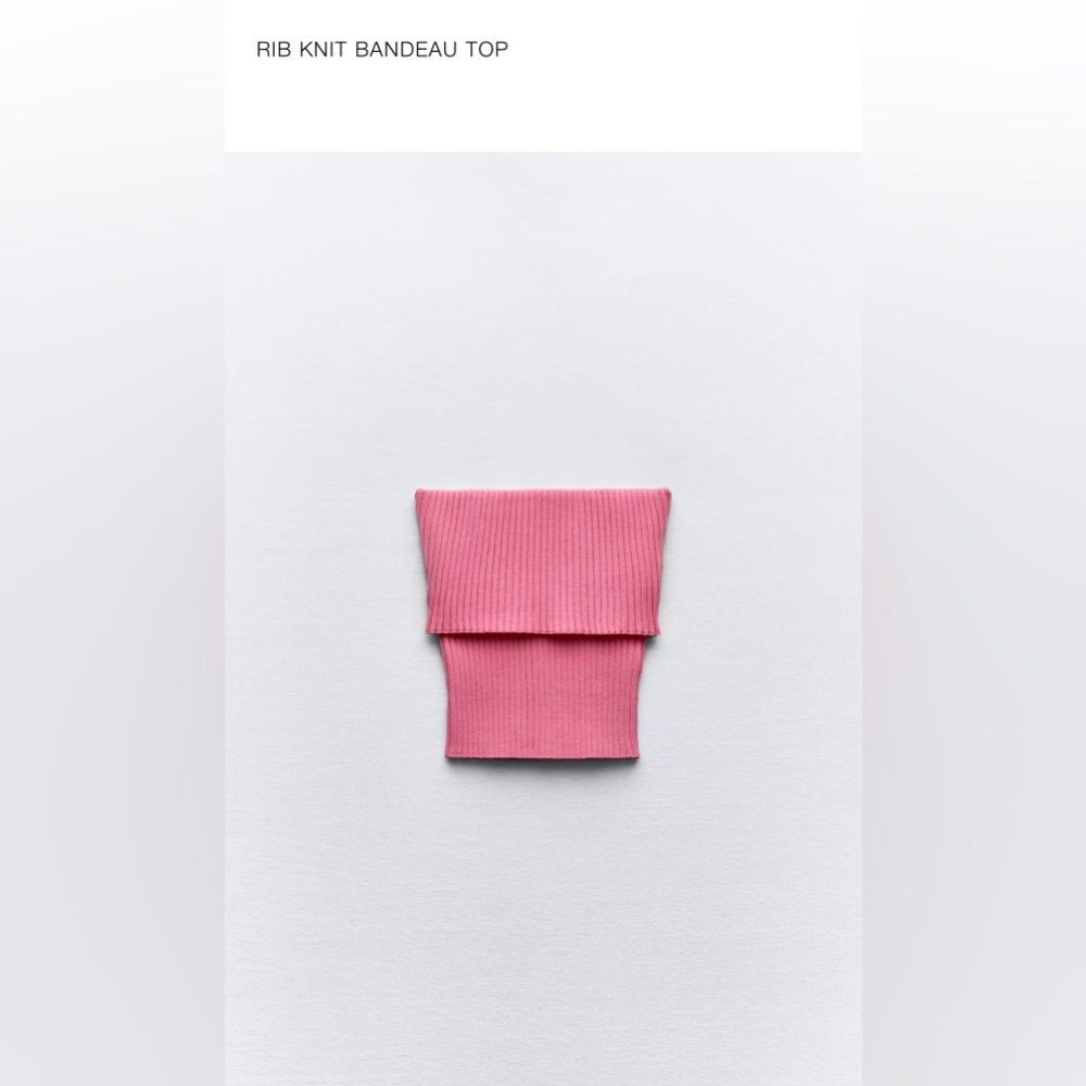 Zara pink Rib Knit Bandeau Top